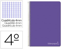 Cuaderno espiral Liderpapel Witty 4º tapa dura 80h 75g c/4mm. color violeta